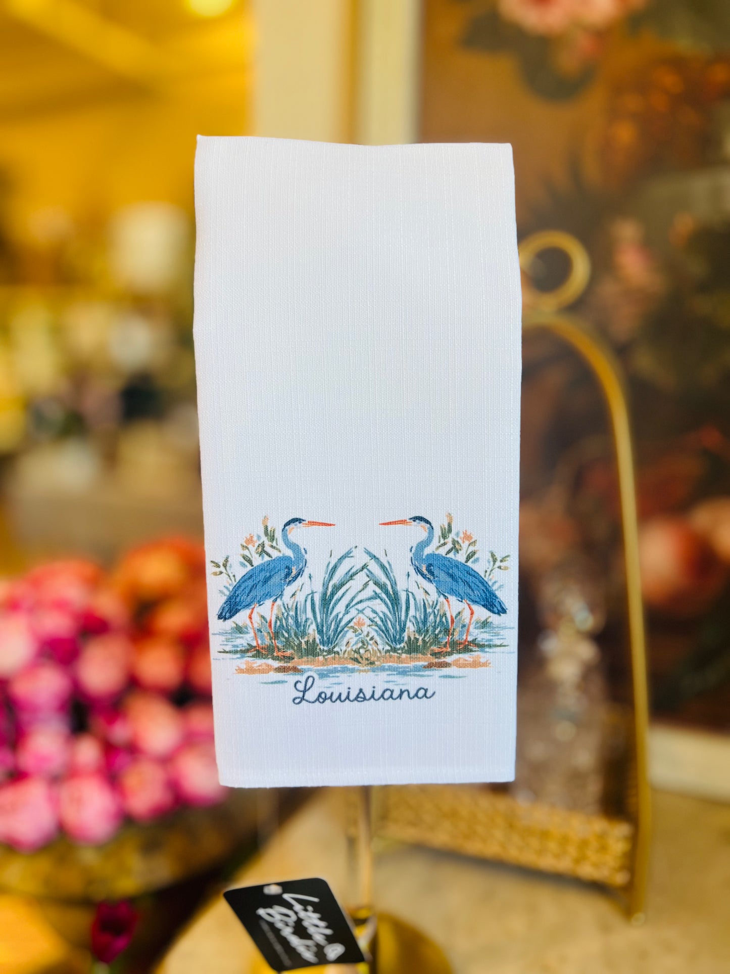 Double Painted Heron Hometown Tea Towel - Louisiana