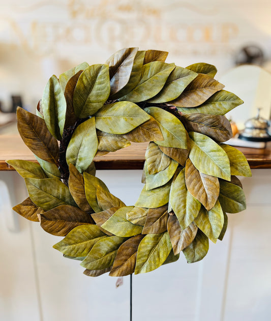 Crafted Paper Magnolia Wreath Fall Beige