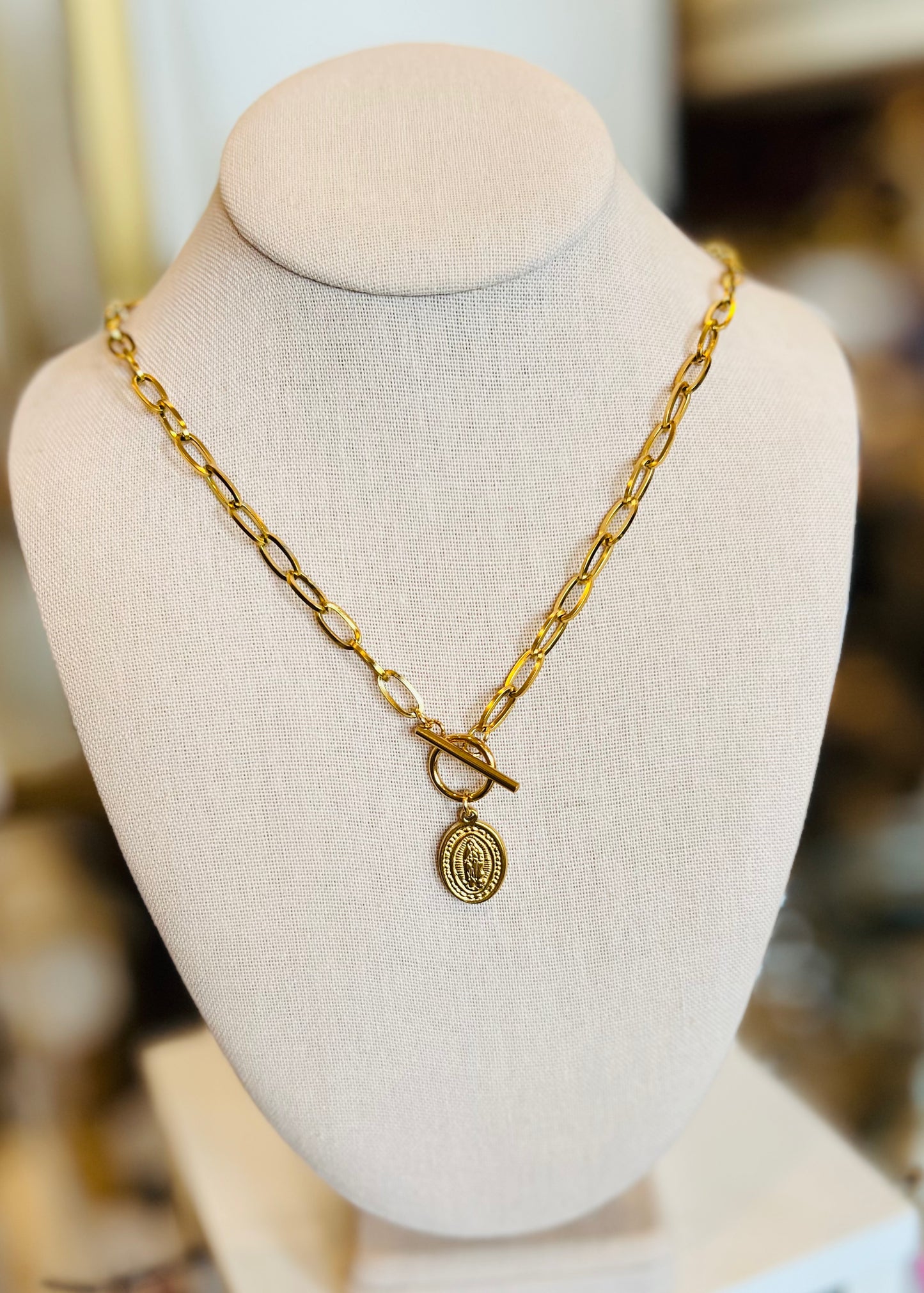 Virgin Mary Our Lady Charm Religious Rosary Necklace