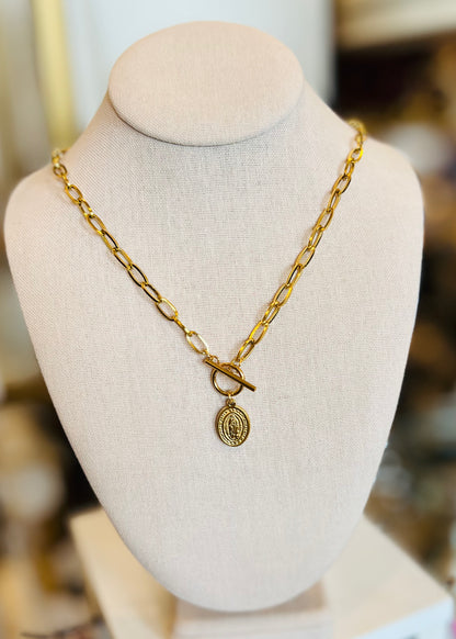 Virgin Mary Our Lady Charm Religious Rosary Necklace