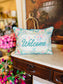 Feathergien Pattern Hometown + Accent Piping Pillow - Welcome