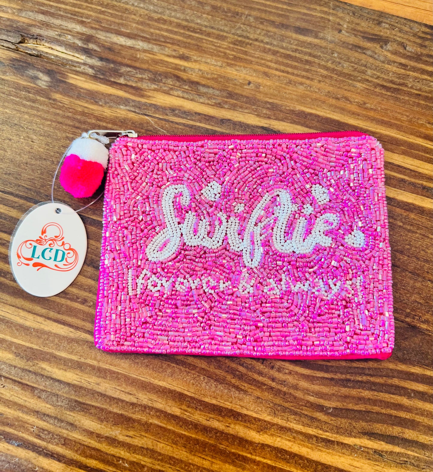 Pink Swiftie Forever & Always Beaded Coin Pouch