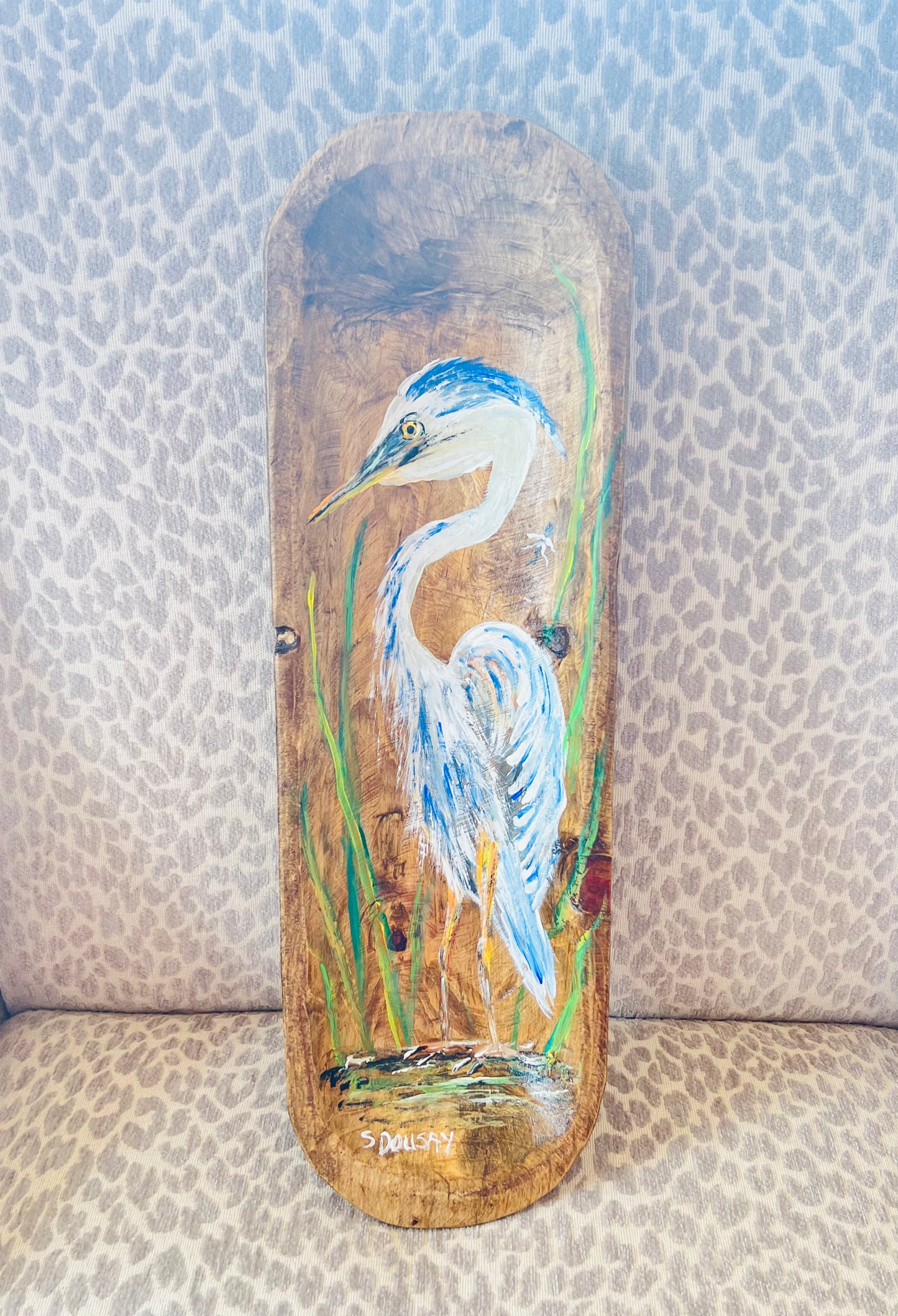 Dough Bowl w/ Painted Heron (3 Styles)