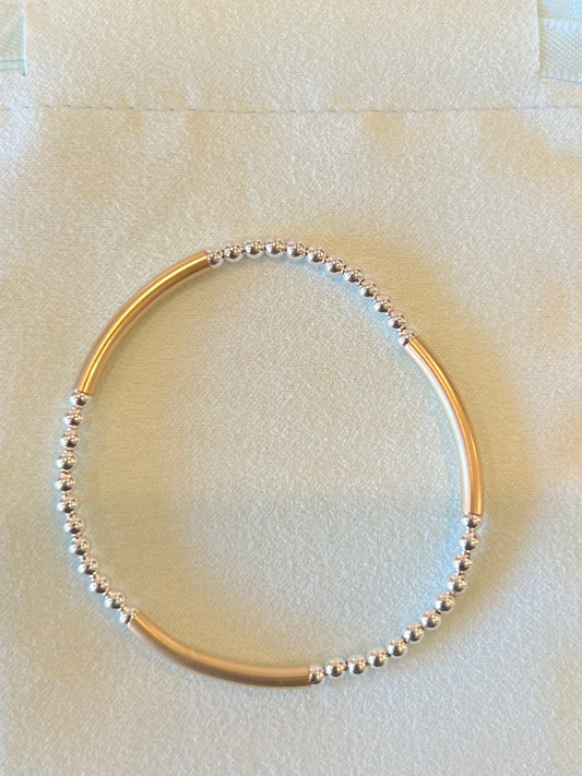Bliss Bar Pattern Mixed Metal 3mm Bracelet