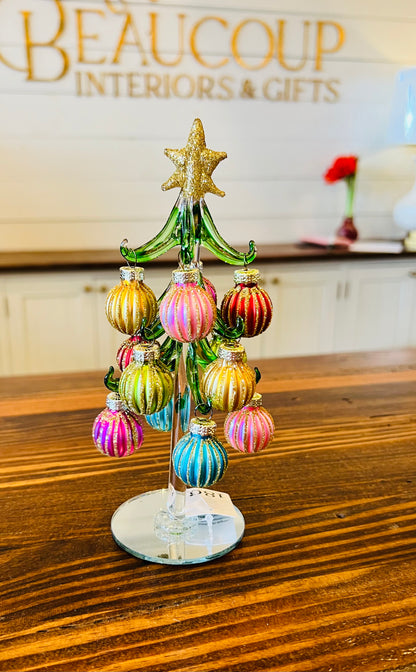 Handmade Glass Tree w/Balls (3 Styles)