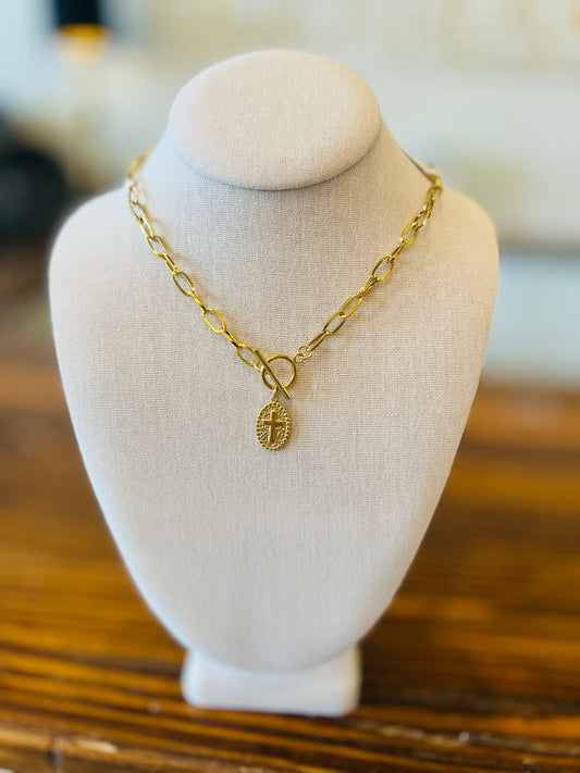 Cross Pendant T-Bar Necklace
