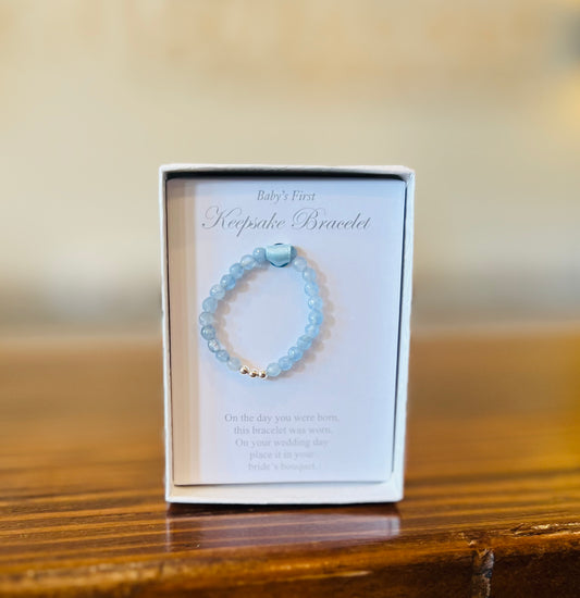 Infant Baby's First Bracelet - Blue-  Boy - Sterling Bead