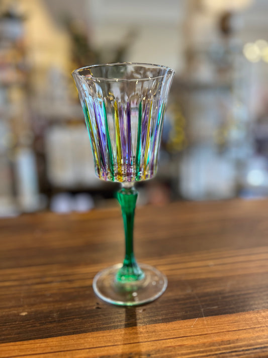 Timeless Mardi Gras Wine Glass