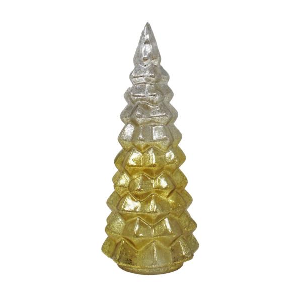 Gold & Silver Ombre Glass Rotating LED Tree