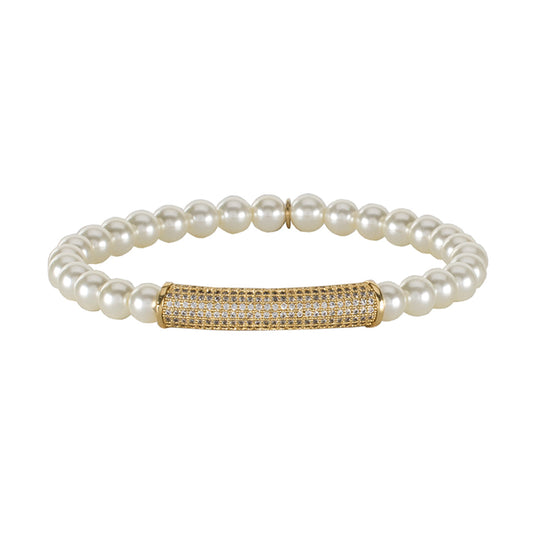 GEMMA NATURAL BEADED BRACELET - PEARL