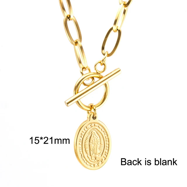 Virgin Mary T-Bar Necklace