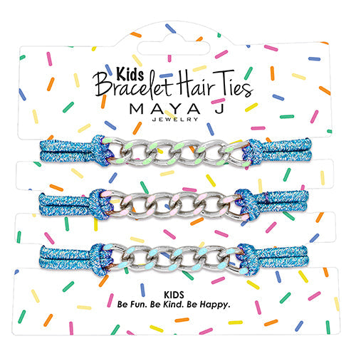 Kids Bracelet Hair Tie Blue Elastic - Color Chain Links