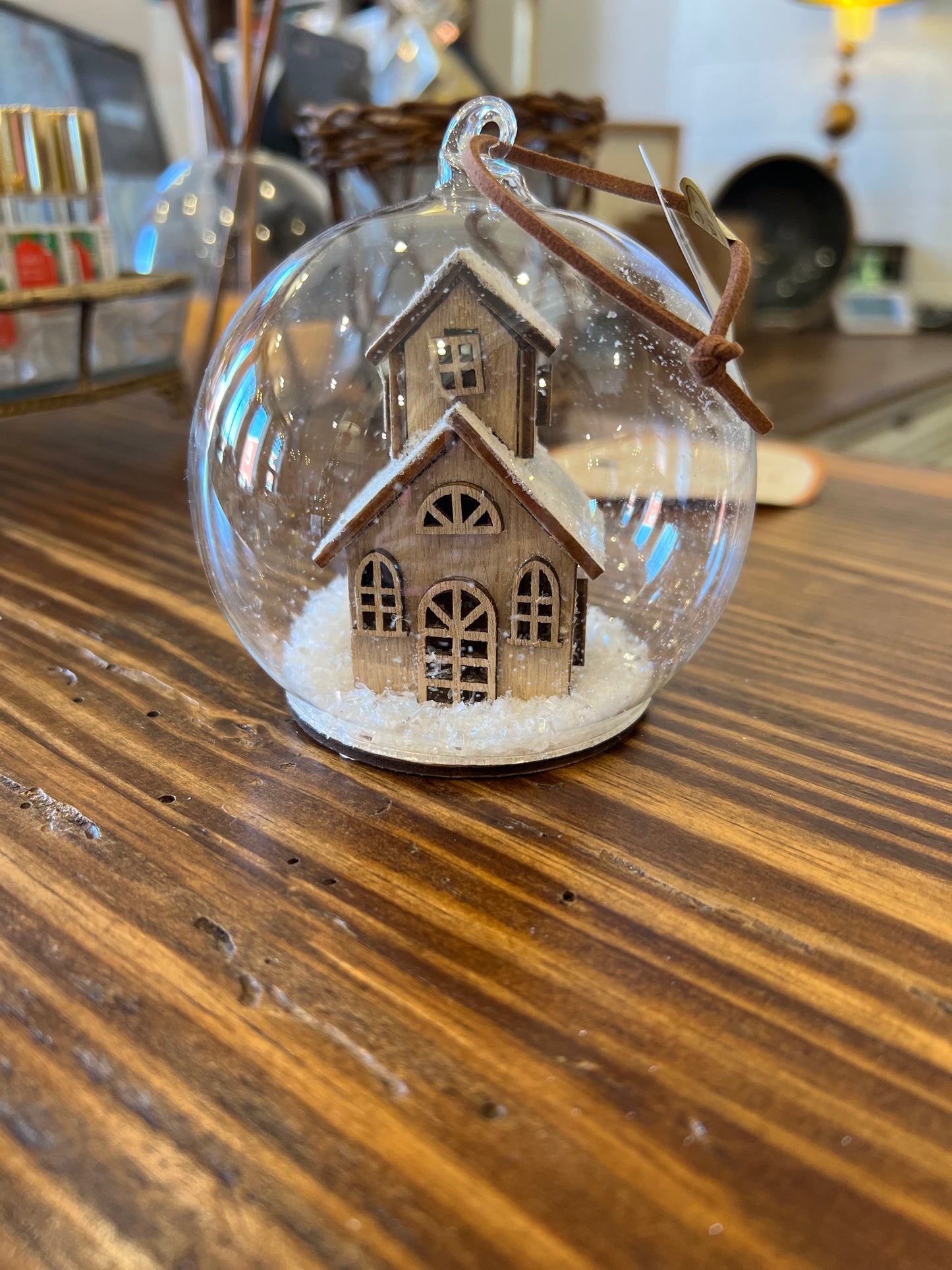 House and Chapel in Globe Ornament