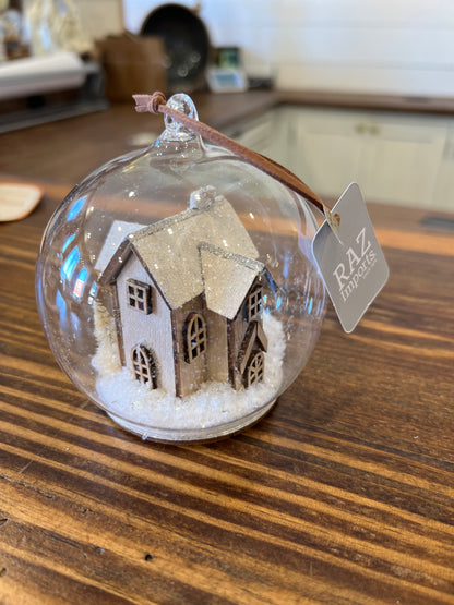 House and Chapel in Globe Ornament