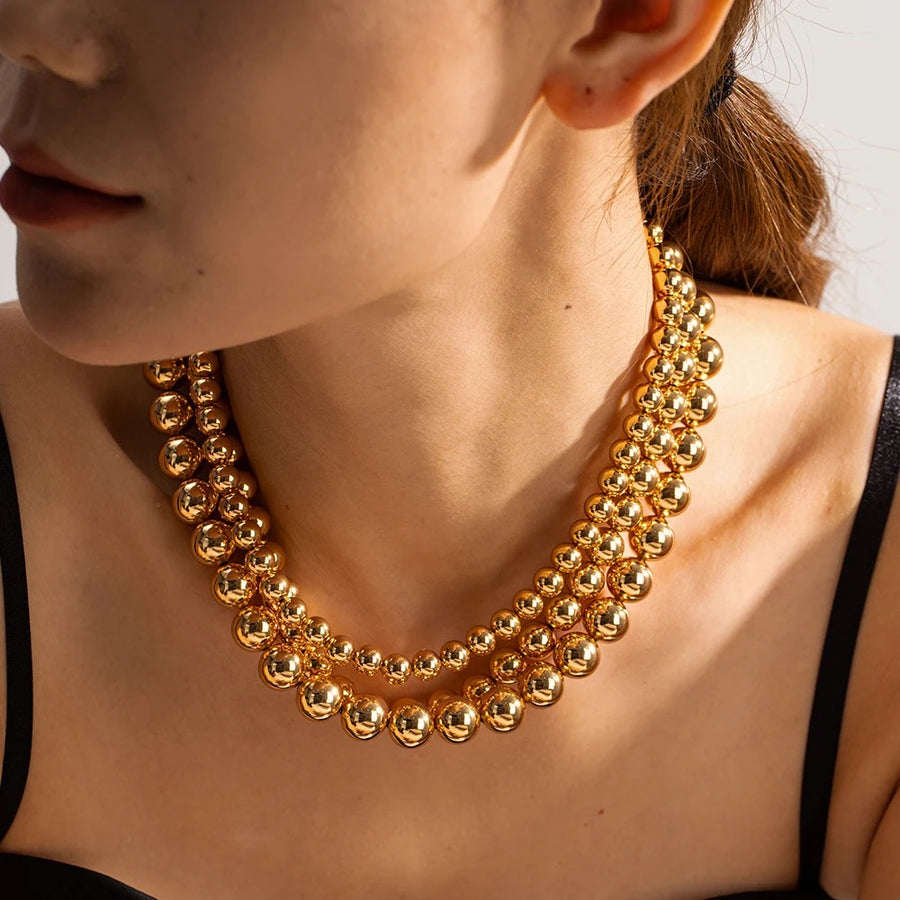 Gold Beaded 12mm Necklace