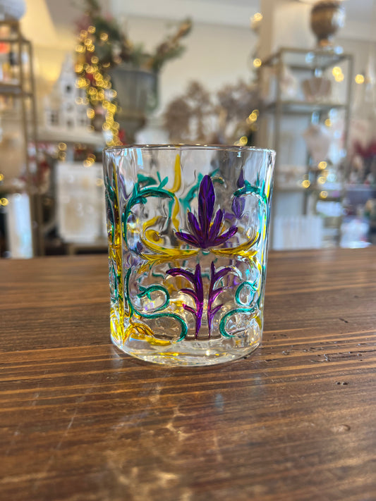 Fleur De Lis Mardi Gras Glass