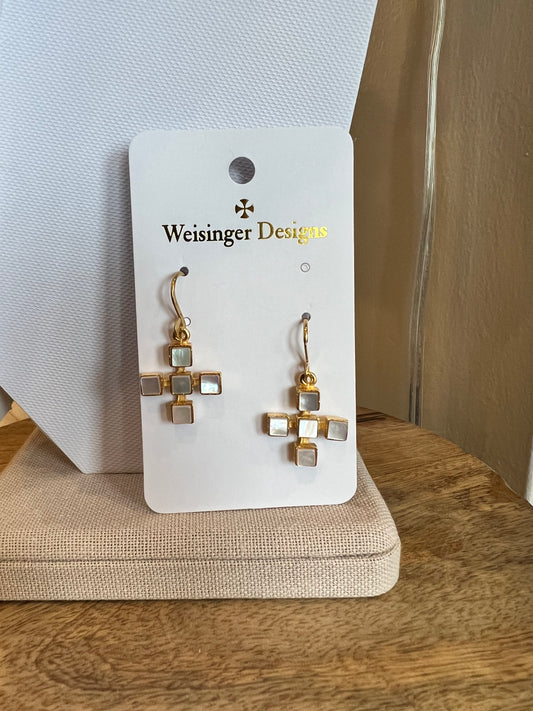 MOP Cross Earrings