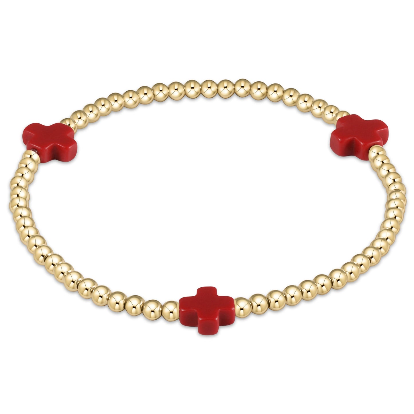 Signature Cross Gold Pattern 3mm Bead Bracelet