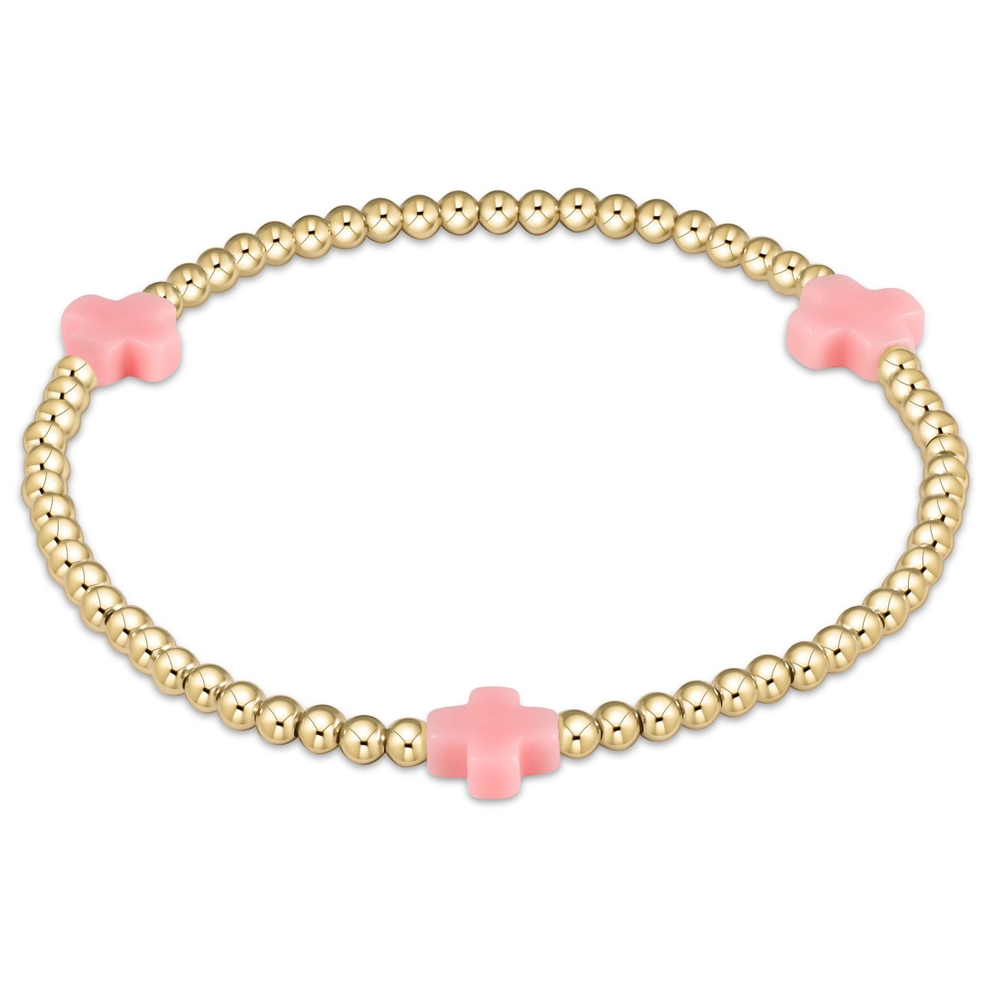 Signature Cross Gold Pattern 3mm Bead Bracelet