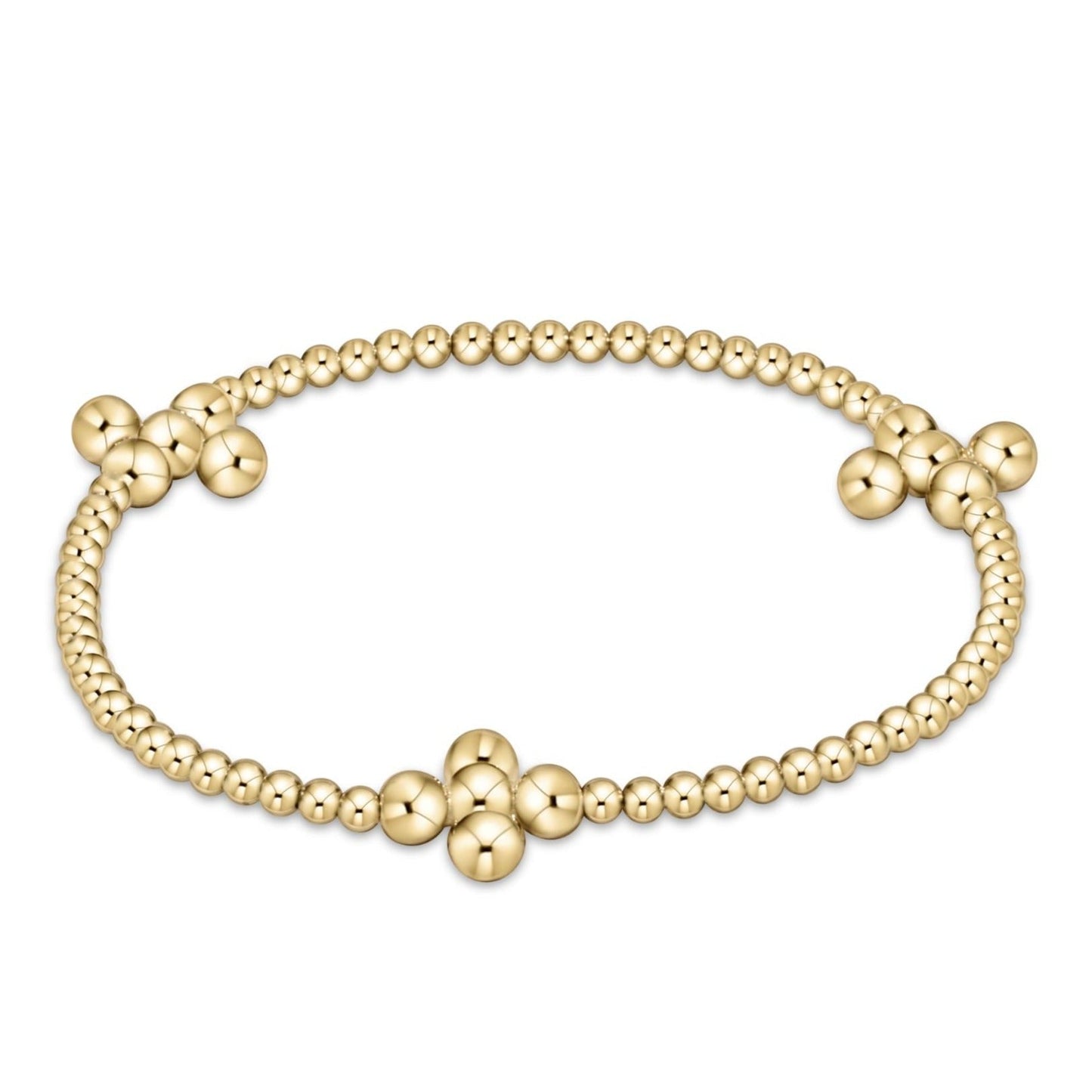 Signature Cross Gold Pattern 2.5mm Bead Bracelet- Classic Beaded Signature Cross Gold -4mm Bead Gold