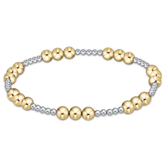 Classic Joy Pattern 4mm Bead Bracelet- Mixed Metal