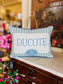 Family Name Blue and Green Stripe + Accent Piping