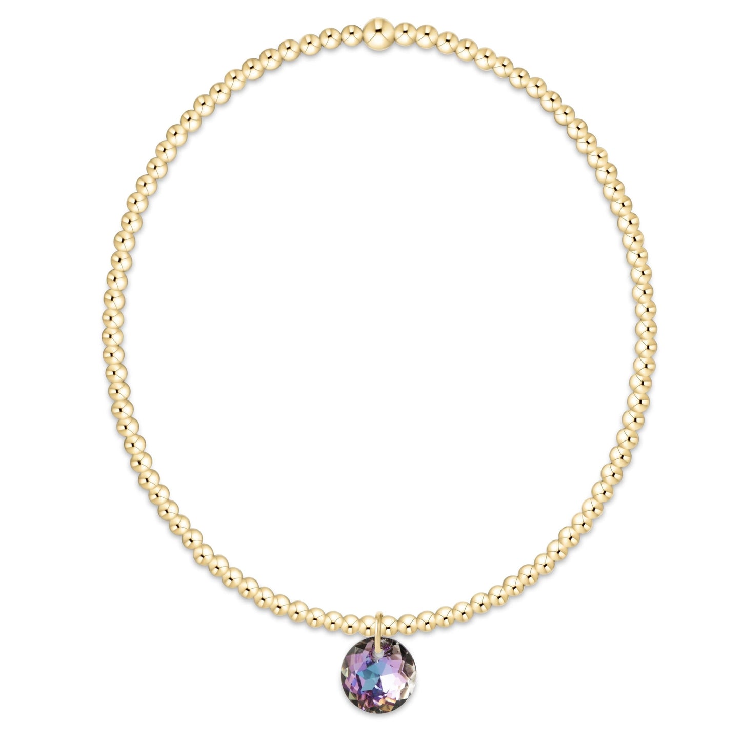 Classic Gold 2mm Bracelet - Reflection Small Charm - 06