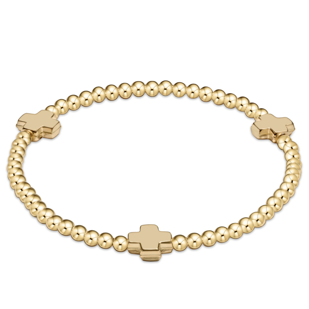 Enewton Extends - Signature Cross Gold Pattern 3mm Bead Bracelet- Gold