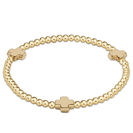 Enewton Extends - Signature Cross Gold Pattern 3mm Bead Bracelet- Gold
