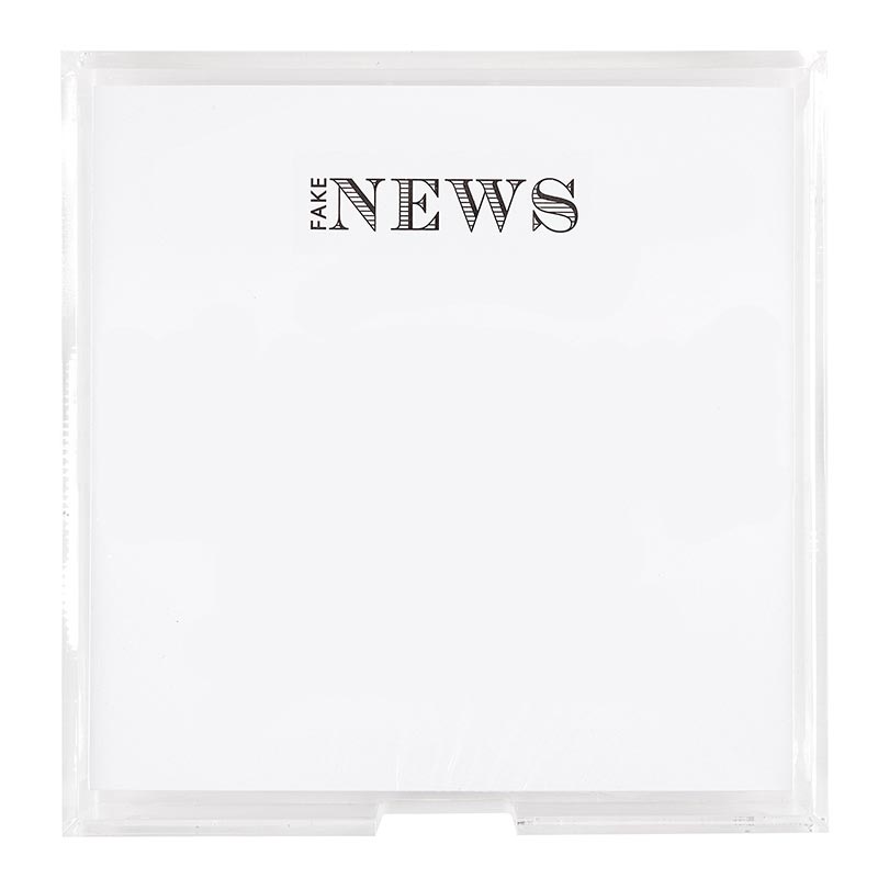 Square Notepaper in Acrylic Tray- Fake News