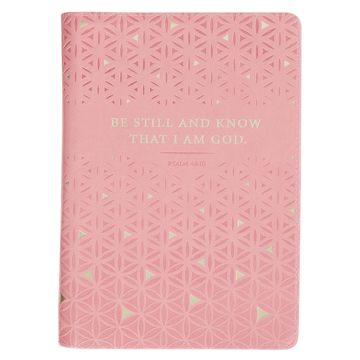 Be Still and Know Geometric Pink Faux Leather Journal w/Zipper Closure - Psalm 46:10