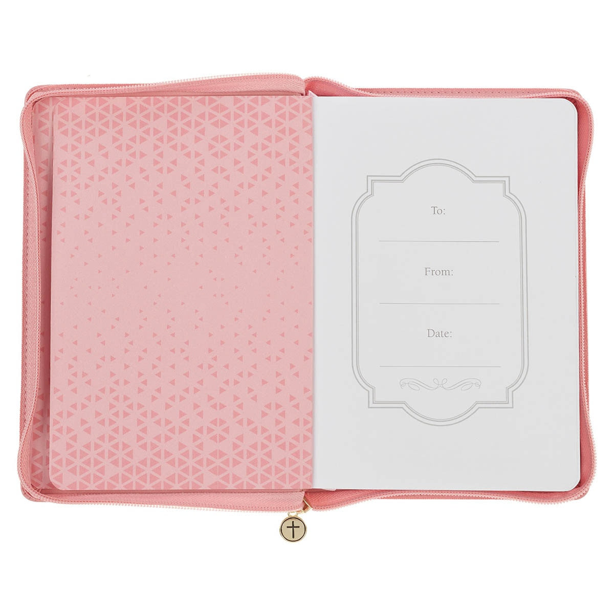 Be Still and Know Geometric Pink Faux Leather Journal w/Zipper Closure - Psalm 46:10