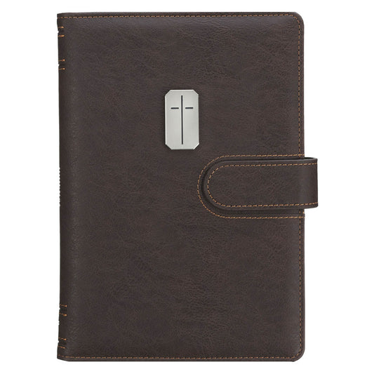 Man of God Espresso Brown Faux Leather Journal Cover w/Magnetic Closure