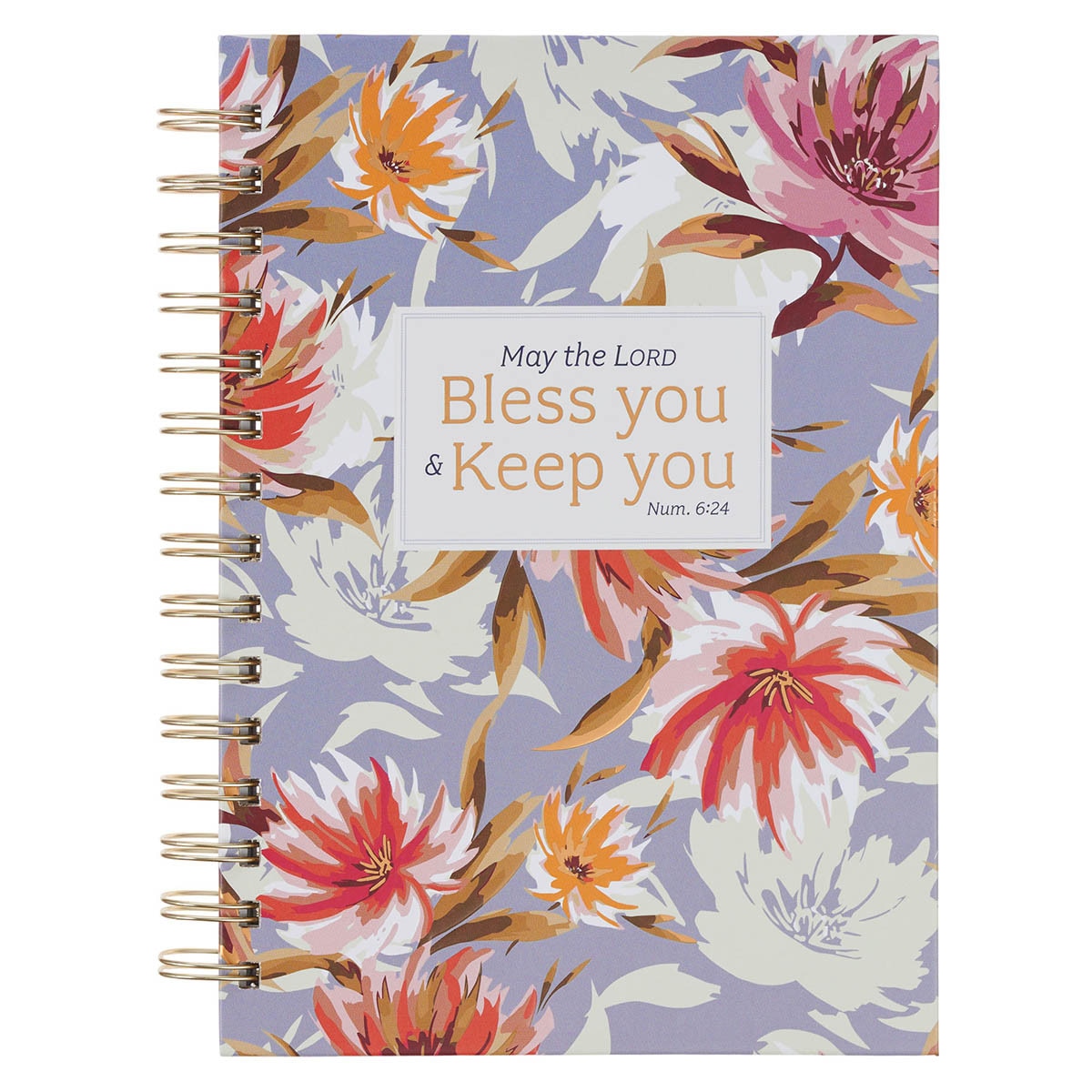 Bless You and Keep You Blue Floral Spiral Journal - Numbers 6:24