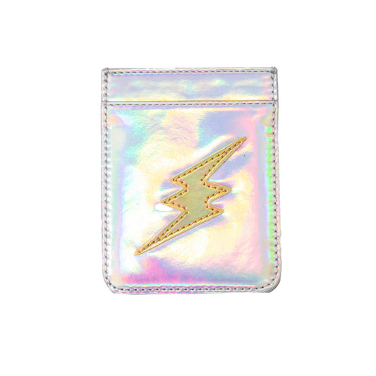 Iridescent Silver w/Gold Lighting Bolt Phone Wallet