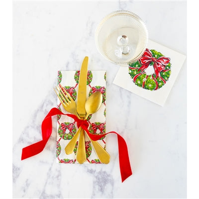 Holiday Wreath Cocktail Napkin - Pack of 20