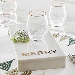 Gold Rimmed Stemless Wine Glass