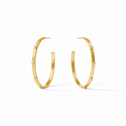 Crescent Stone Hoop Earrings