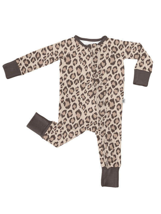 Long Sleeve Zip PJ- Classic Leopard (0-3 Months)