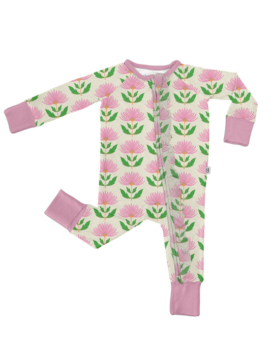 LS Zip PJ - Pink Block Flower(2 Sizes )