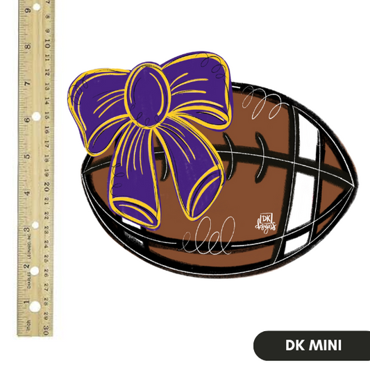 Football Bow Purple & Gold Mini Door Hanger Charm
