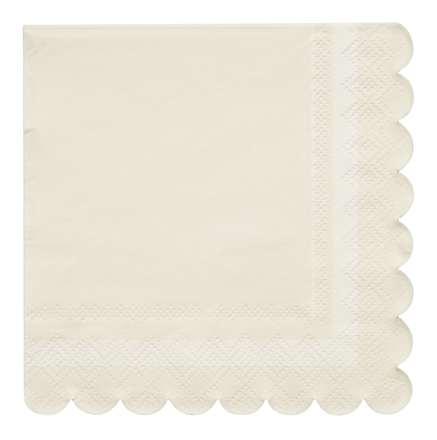 Cocktail Napkin Scalloped Edge Cream