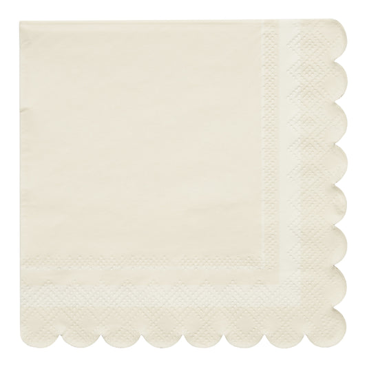 Cocktail Napkin Scalloped Edge Cream
