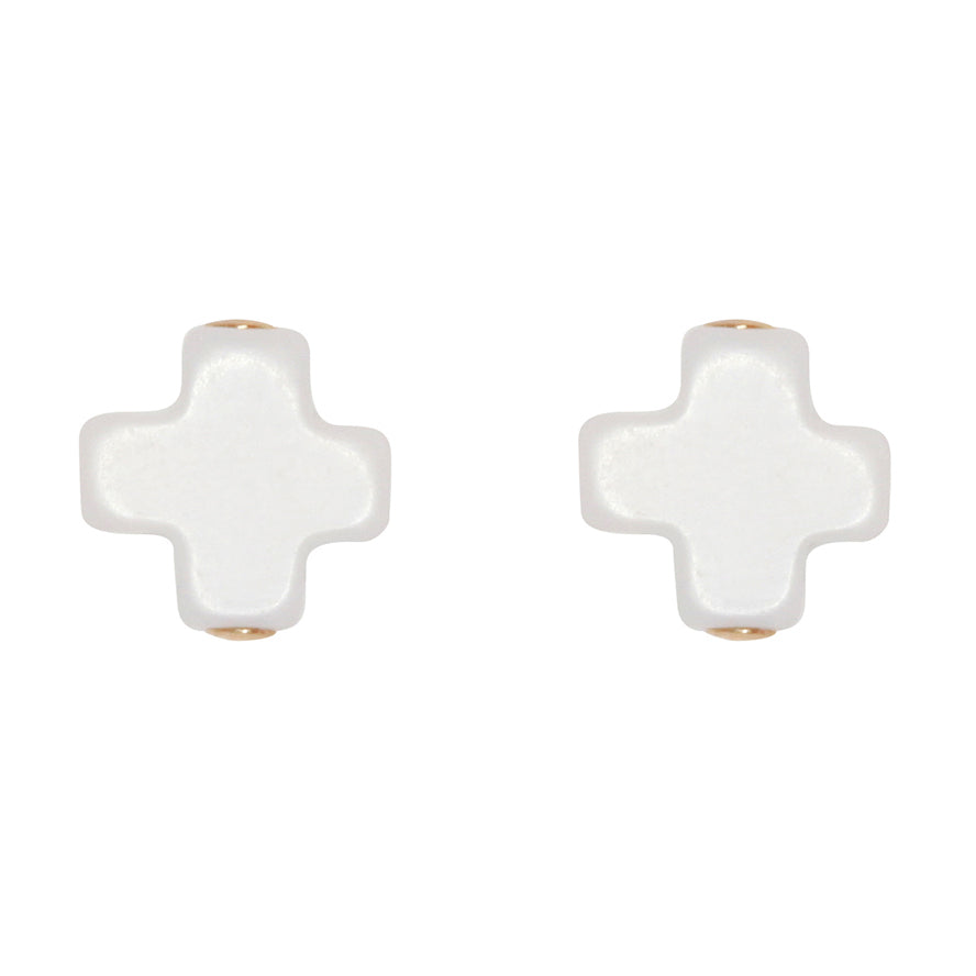 Signature Cross Stud Earrings - Off White