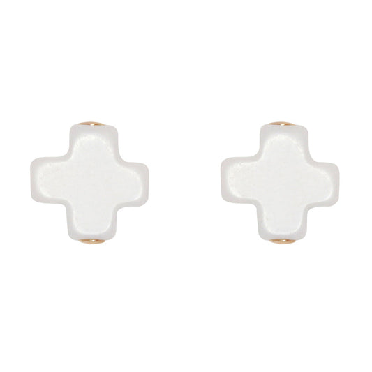Signature Cross Stud Earrings - Off White