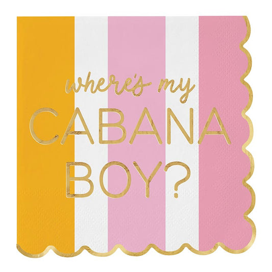 Paper Napkins w/Scallop - Where's My Cabana Boy?