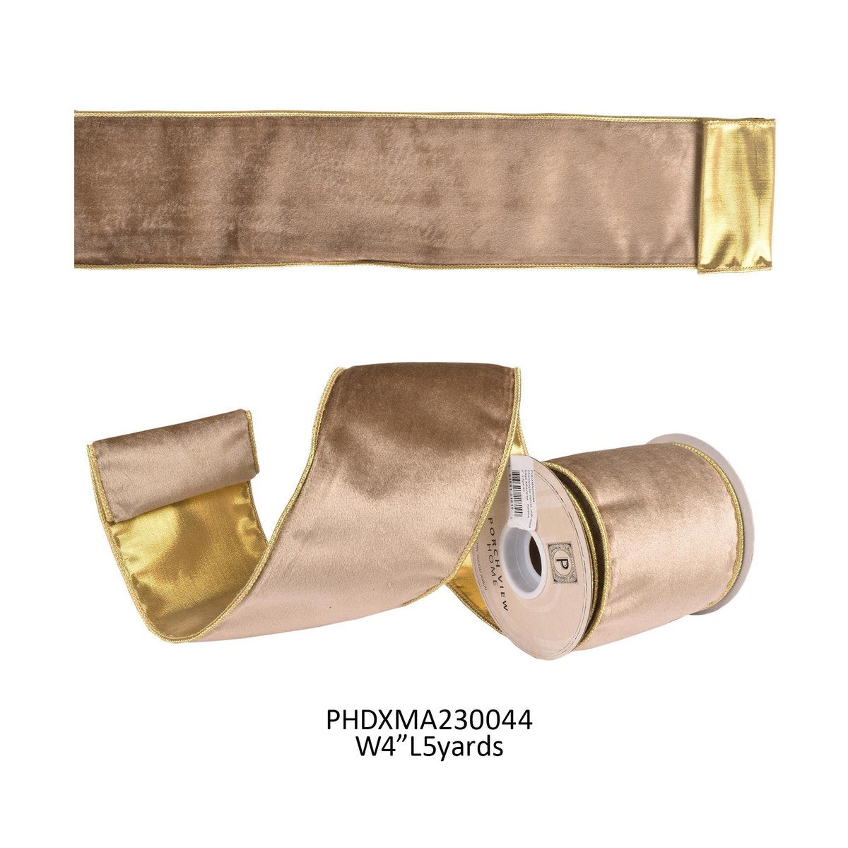 Champagne Velvet w/Gold Edge & Reverse Ribbon