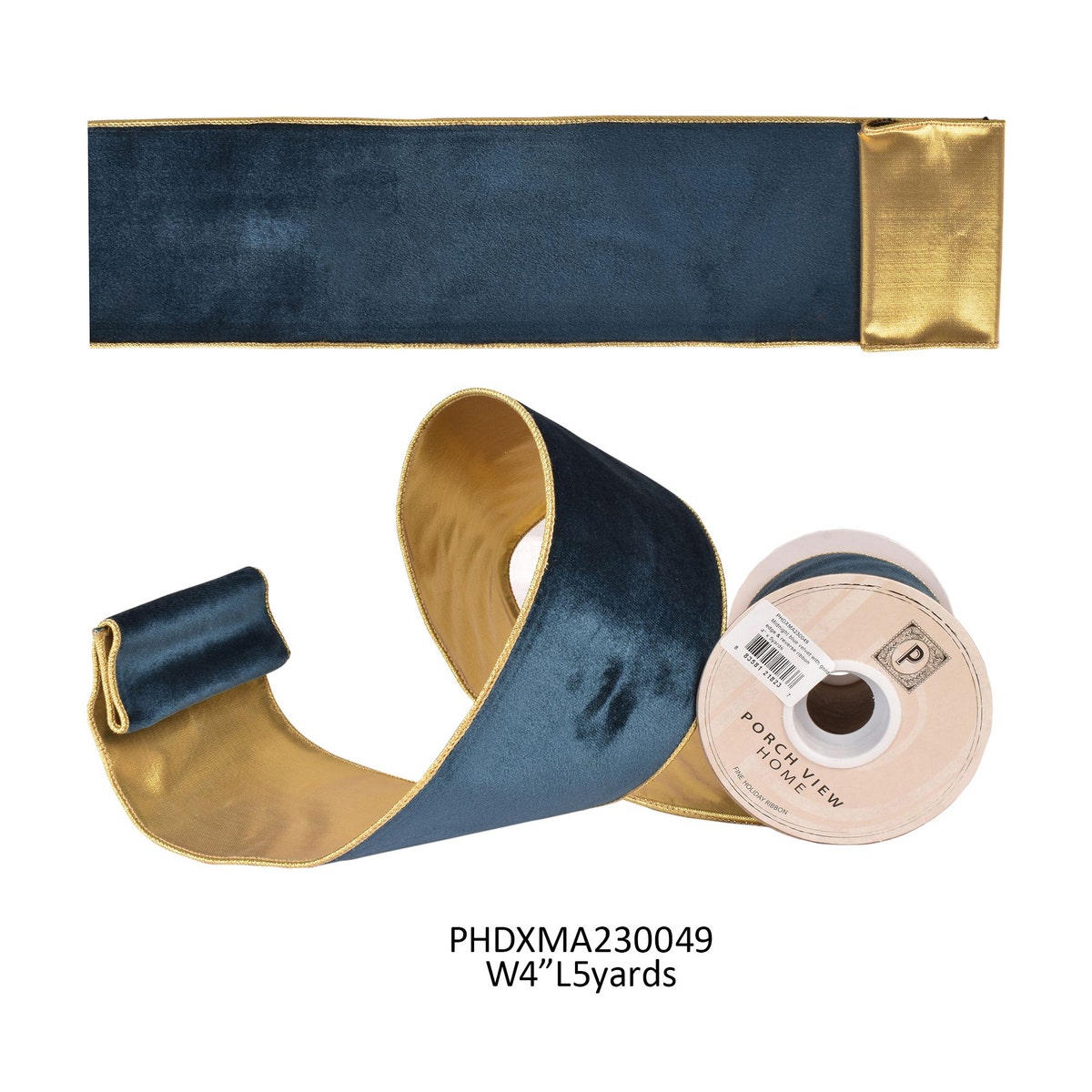 Midnight Blue Velvet w/Gold Edge & Reverse Ribbon
