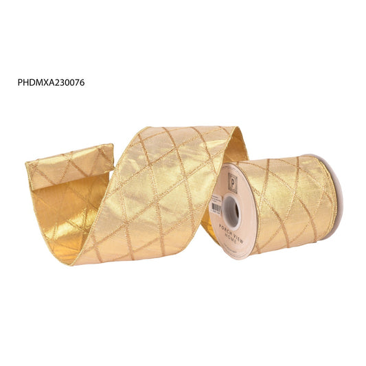 Gold Lame Lattice Ribbon 4"