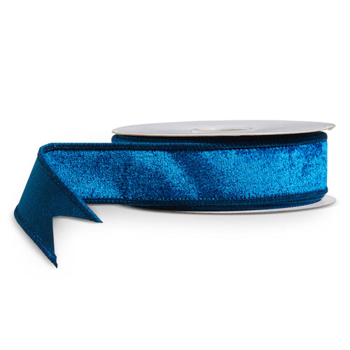 Bright Blue Velvet Wired Ribbon
